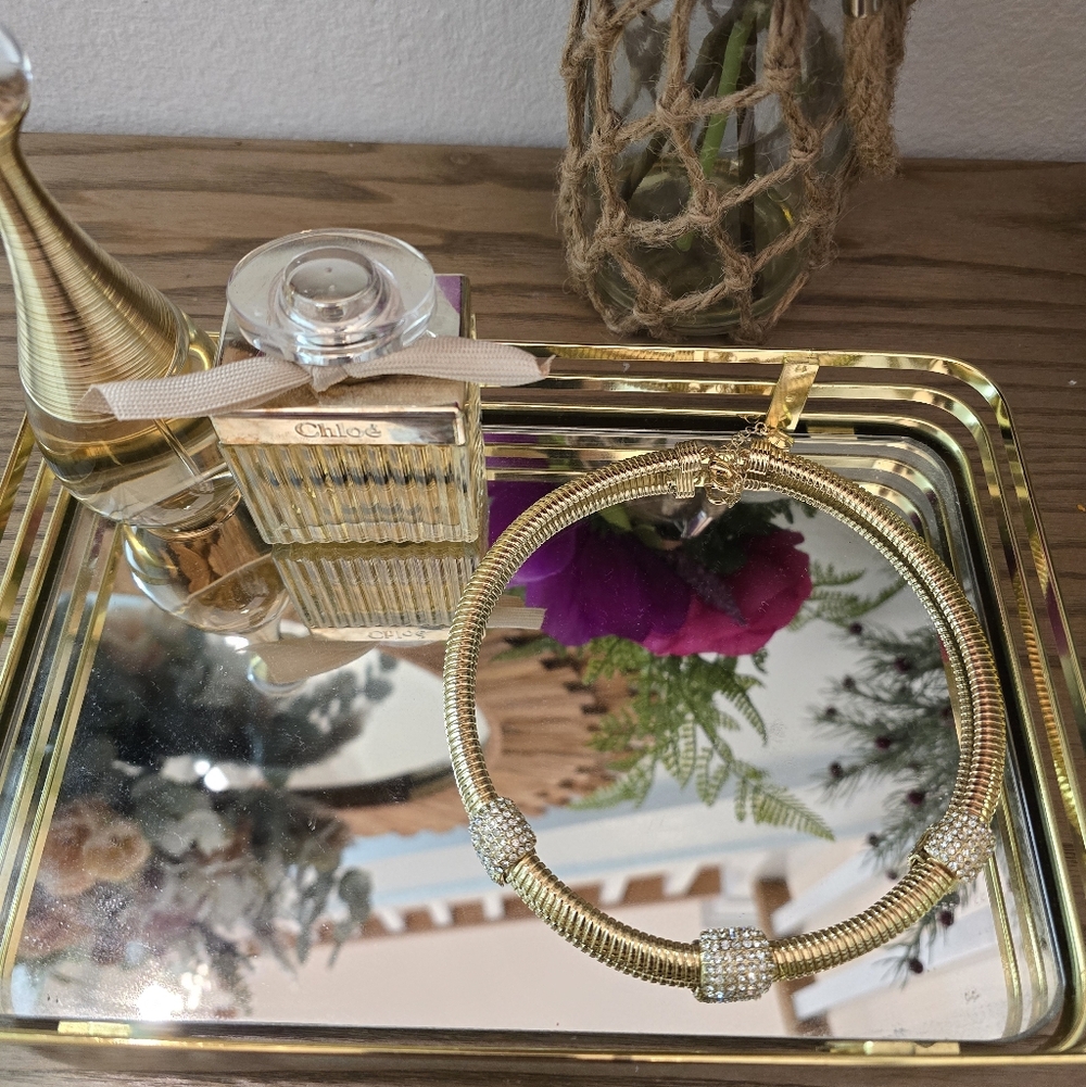 Monet Gold Necklace with Crystal Embellishments